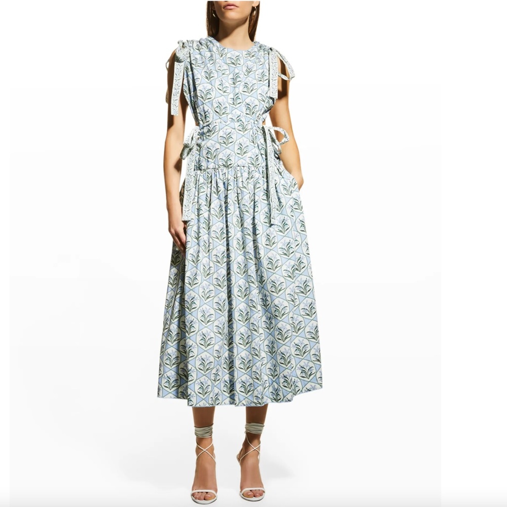 NWT $680 Agua By Agua Bendita Guaguanco Long Cotton Floral Dress in size Large!
